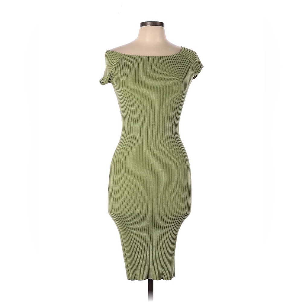 Love Tree Green Ribbed Knit Dress L